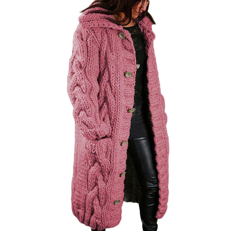 Lenas - Dick Gestrickte Strickjacke Rosa / S