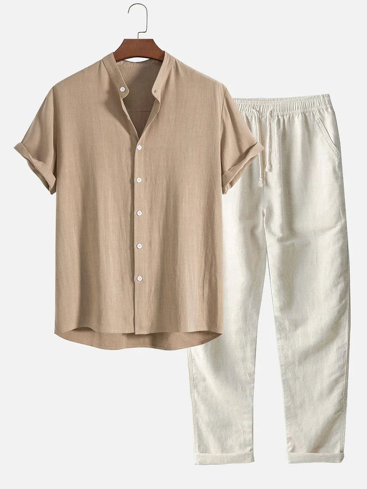 Jonas Hemd Mit Kragen Und Leinenhose Beige / S