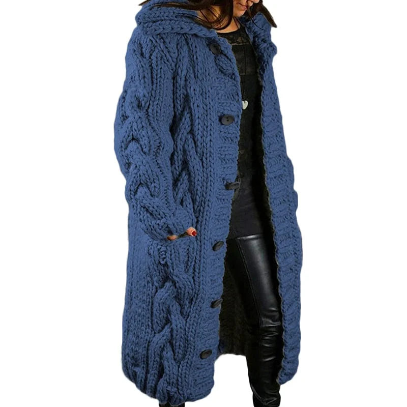 Lenas - Dick Gestrickte Strickjacke Marineblau / S