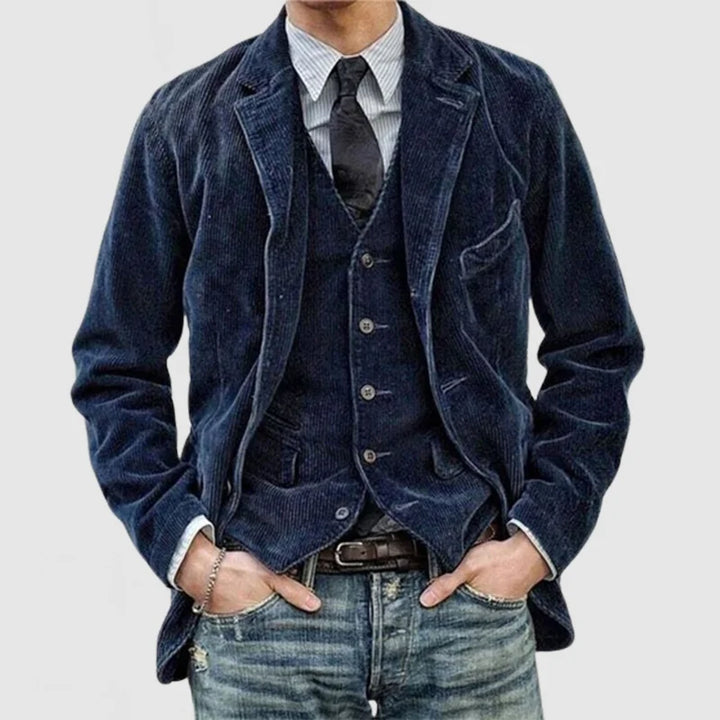 Florian™ - Blazer Und Weste Aus Kord Navy Blau / Xs Jacket