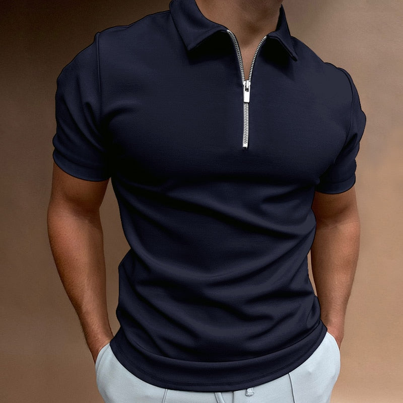 Santiago Zip-Up Polo Zwart / S