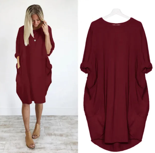 Marie™ - Europa Herbst Hot Style Kleid Rotwein / S