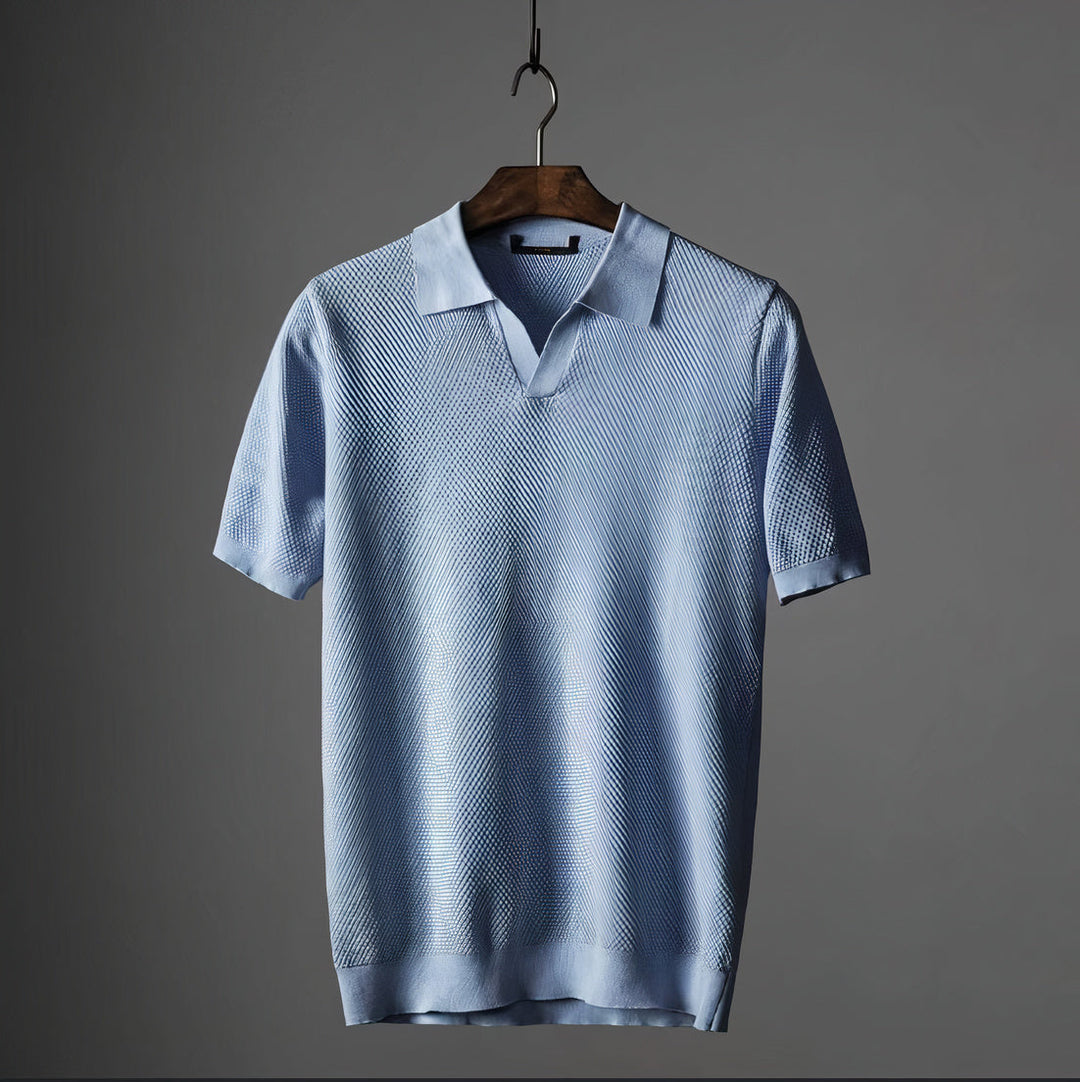 Moritz™ - Lässige Gestrickte Poloshirts Himmelblau / L