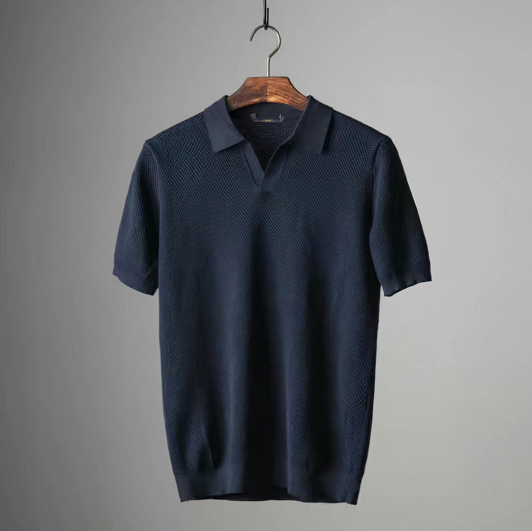 Moritz™ - Lässige Gestrickte Poloshirts Marineblau / L