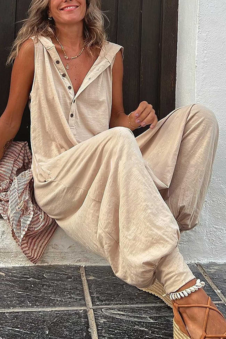 Freja™ - Lässiger Böhmischer Overall Beige / Xl