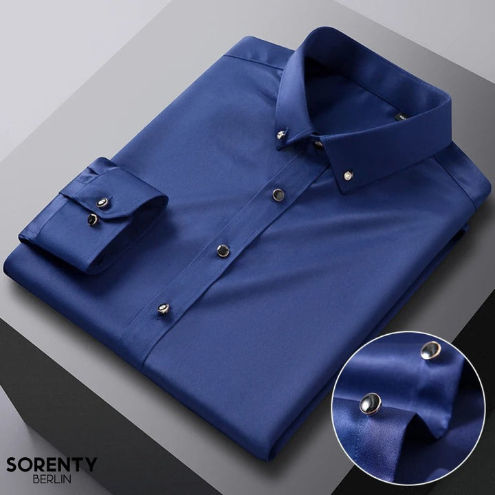 Arvid™ - Hochwertiges Seidenhemd Marineblau / S