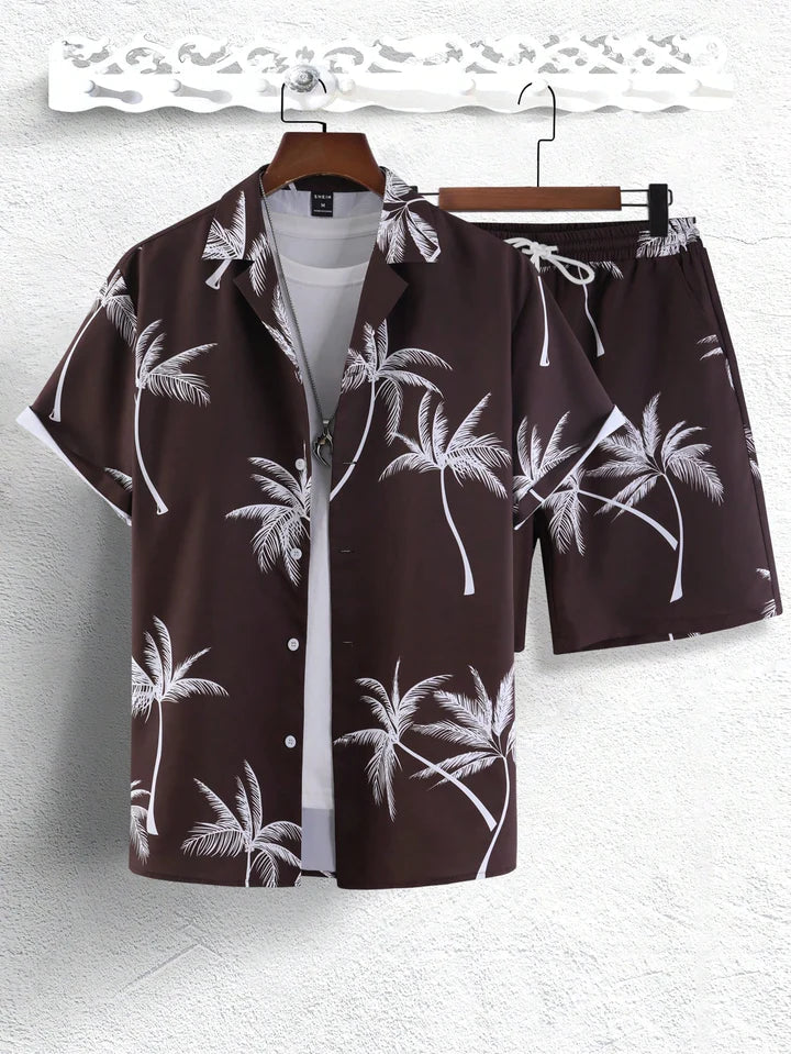 Dales Tropical Breeze Palm Tree Print Set Kaffeebraun / S