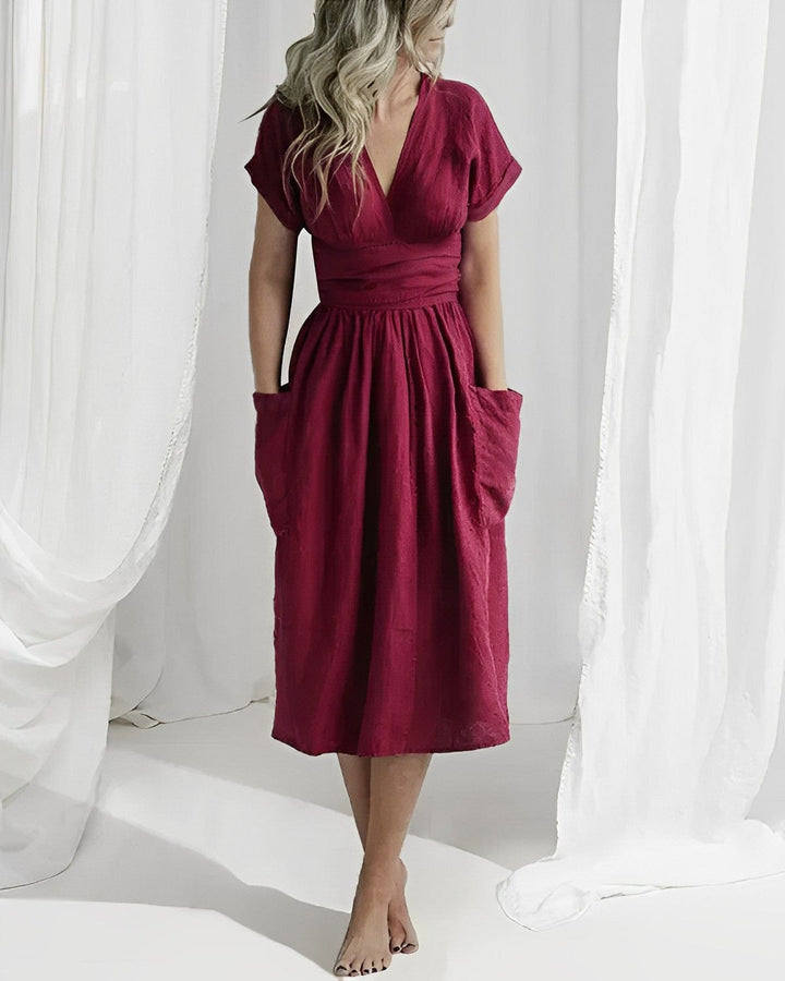 Lucie™ - Elegantes Damenmodekleid Burgundisch-Rot / S