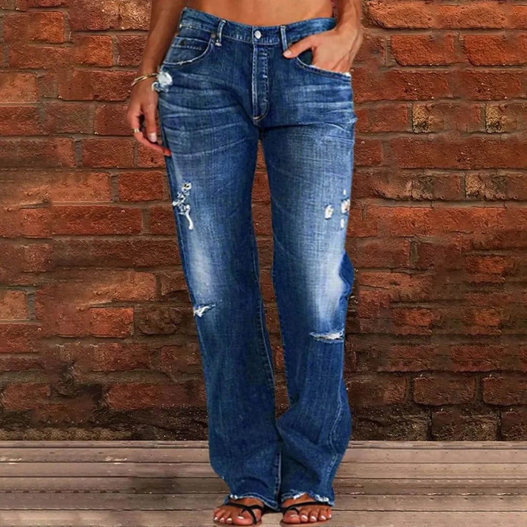 Malin™ - Women Ripped Jeans Mit Niedriger Taille Blau / S